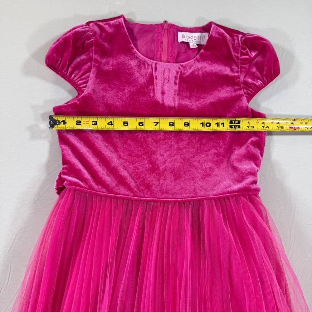 Biscotti Collezioni Girls Hot Pink Velvet Tulle Formal Party Dress Size 10 - Picture 2 of 7